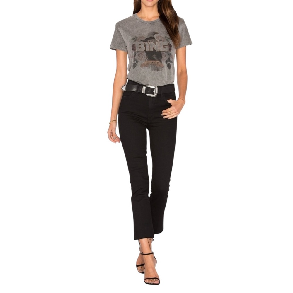 MOTHER- High Rise The Hustler Ankle Fray Straight Leg
Black Not Guilty Size 26